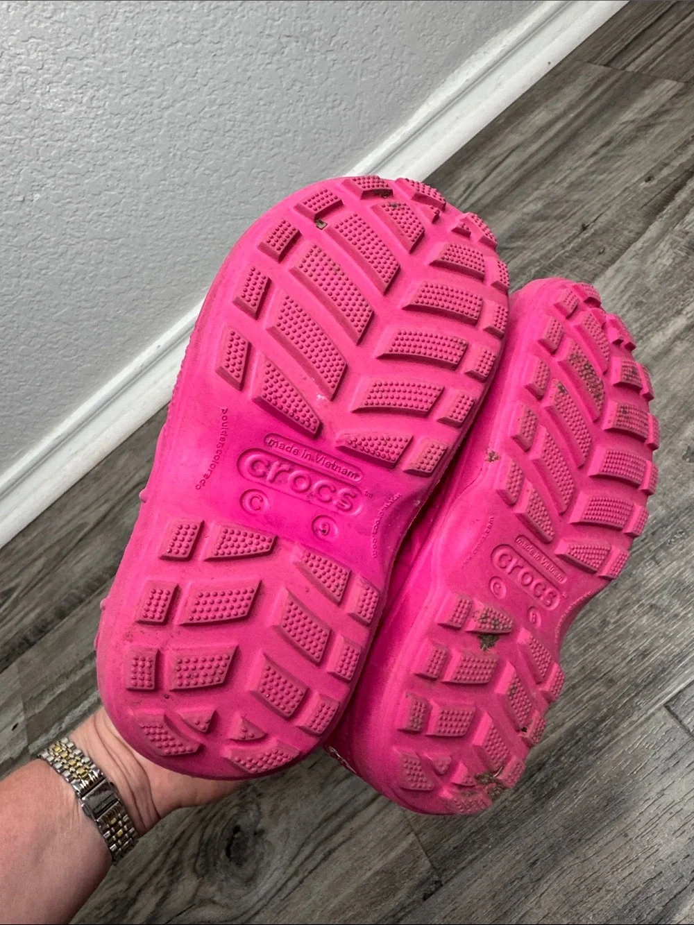 Crocs Kids Waterproof Pink Handle It Rain Boots Size 9C